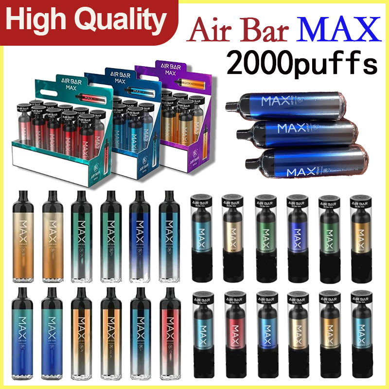 AIR BAR MAX Disposable Vape 2000puffs Vapor pre-filled e cigarette Device Pen Local Pod kit Cartridges Pods Stick Style Portable Vaporizer VS puff bar
AIR BAR MAX Disposable Vape 2000puffs Vapor pre-filled e cigarette Device Pen Local Pod kit Cartridges Pods Stick Style Portable Vaporizer VS puff bar