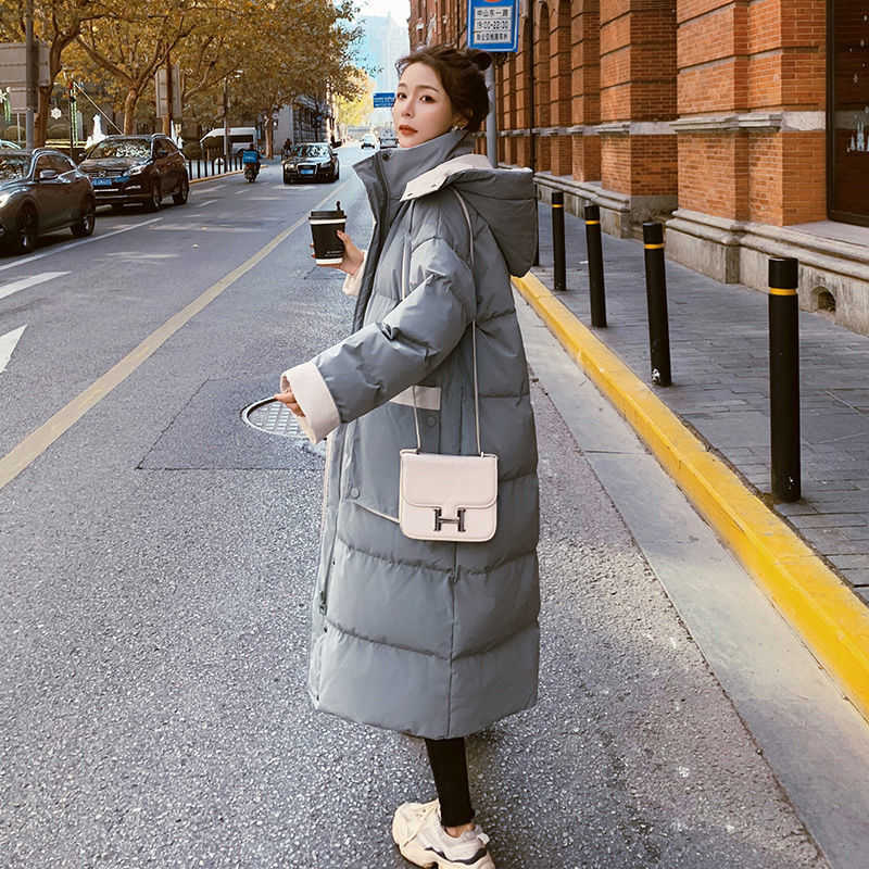 Korean Version of The Loose and Explosive Padded Jacket Women's Winter Long Section Over The Knee Down Padded Jacket 210819