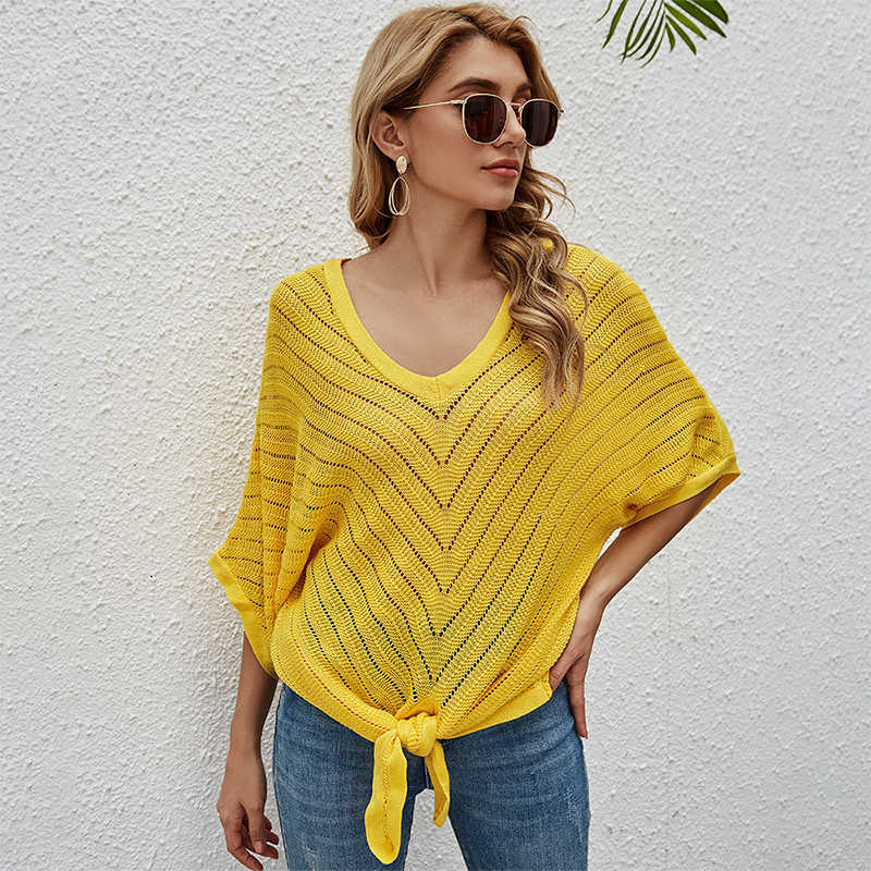England Style Half Sleeve Solid Color V-neck Hollow Out Batwing Knitting Shirt Women Loose Casual Commute T-shirt 210604, Black
England Style Half Sleeve Solid Color V-neck Hollow Out Batwing Knitting Shirt Women Loose Casual Commute T-shirt 210604, Black