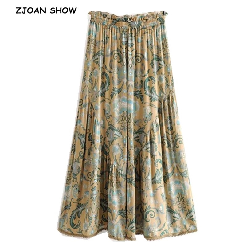 Bohemian Feather Floral Print Wide leg Pants Holiday Women Ruffles Elastic Waist Full length Skirt Loose Trouses 210429, Multi
Bohemian Feather Floral Print Wide leg Pants Holiday Women Ruffles Elastic Waist Full length Skirt Loose Trouses 210429, Multi