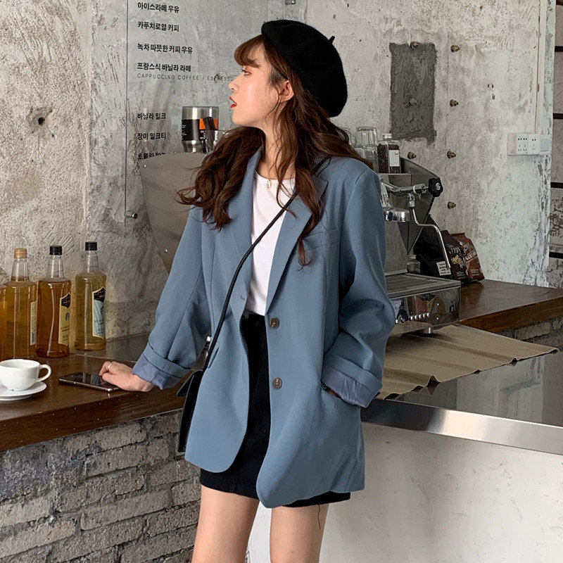 Women Streetwear Casual Elegant All Match Slender Large Size Gentle Feminine Office Lady Loose Blazers 210421