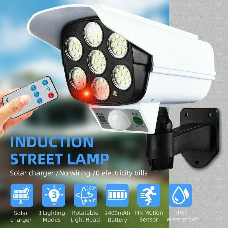 Lawn Lamps Solar Light Motion Sensor Security Dummy Camera Wireless Outdoor Flood IP65 Waterproof 77 LED Lamp 3 Mode For Home Garden
Lawn Lamps Solar Light Motion Sensor Security Dummy Camera Wireless Outdoor Flood IP65 Waterproof 77 LED Lamp 3 Mode For Home Garden