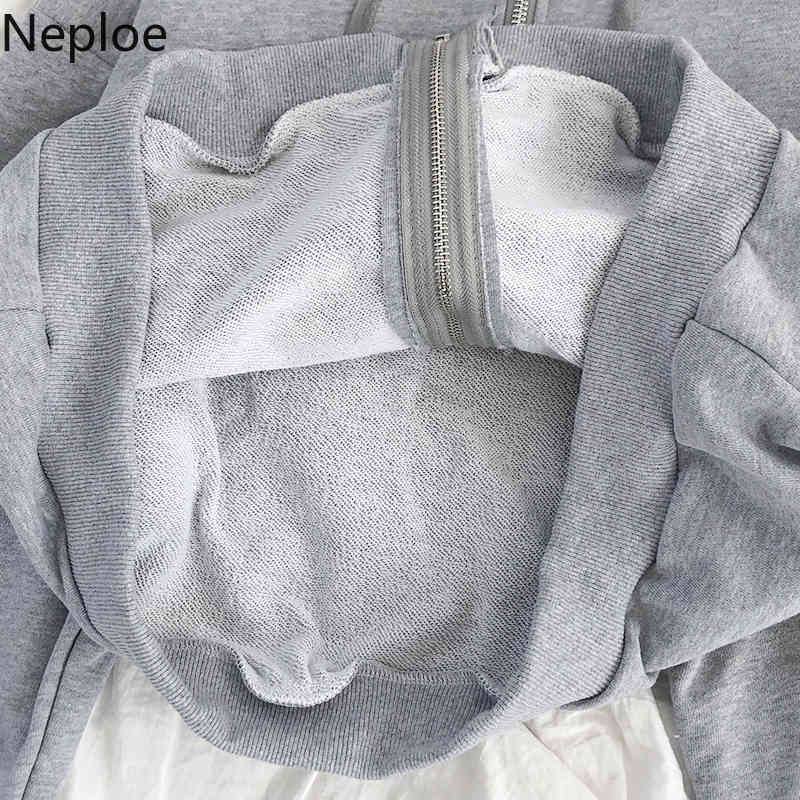 Neploe Sweatshirt Women Streetwear Vintgae Korean Hoodies Loose Solid Color Casual Hooded Coat Spring Fashion Ouotwear Tops 210422