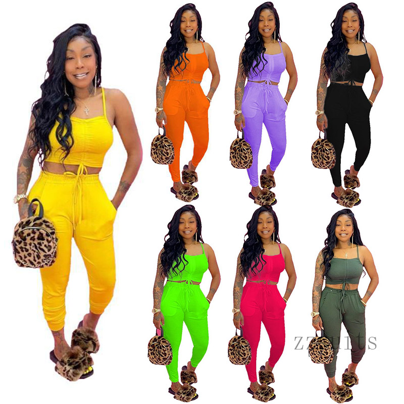 Womens Summer solid colors 2 Two Piece Pants set Drawstring Sleeveless Vest cropped top Pocket trousers suit casual tracksuits streetwear plus size clothing, Army green
Womens Summer solid colors 2 Two Piece Pants set Drawstring Sleeveless Vest cropped top Pocket trousers suit casual tracksuits streetwear plus size clothing, Army green