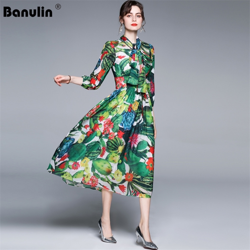 Banulin Summer Fashion Runway Beach Dress Women's Bow Collar Puff Sleeve Green Floral Print Vintage Boho Robe 210603, 6606 green
Banulin Summer Fashion Runway Beach Dress Women's Bow Collar Puff Sleeve Green Floral Print Vintage Boho Robe 210603, 6606 green