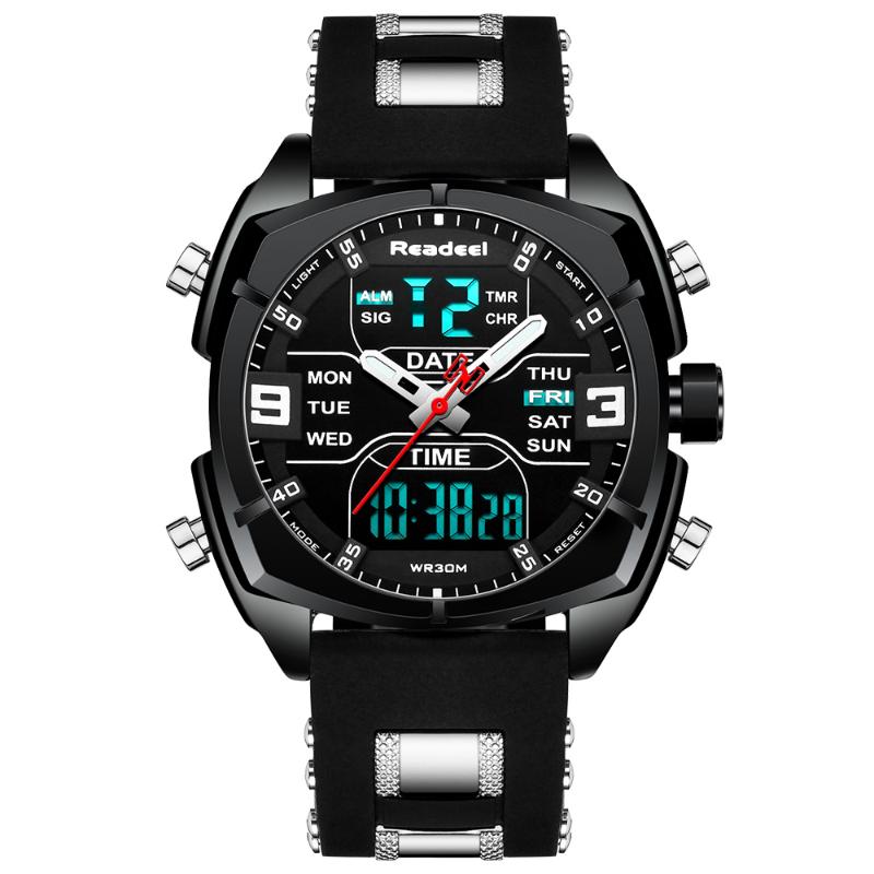 Wristwatches Fashion Mens Watches With Rubber Band Top Sports Chronograph Led Digital Quartz Watch Men Relogio Masculino, Black
Wristwatches Fashion Mens Watches With Rubber Band Top Sports Chronograph Led Digital Quartz Watch Men Relogio Masculino, Black