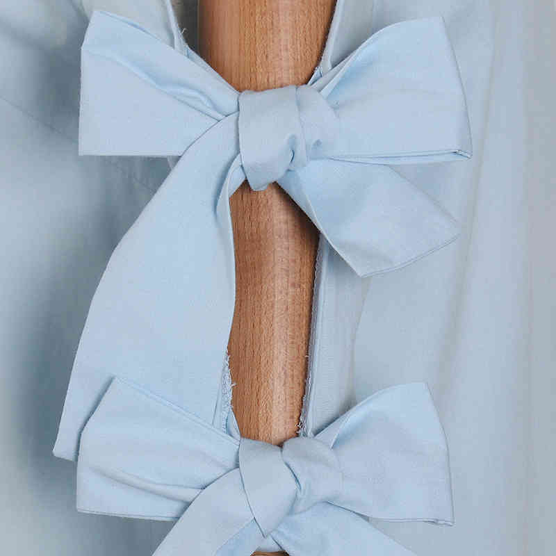 VGH Hollow Out Patchwork Blouse For Women Lapel Long Sleeve Off Shoulder Casual Shirt Female Fashion New Clothing Spring Tide 210421