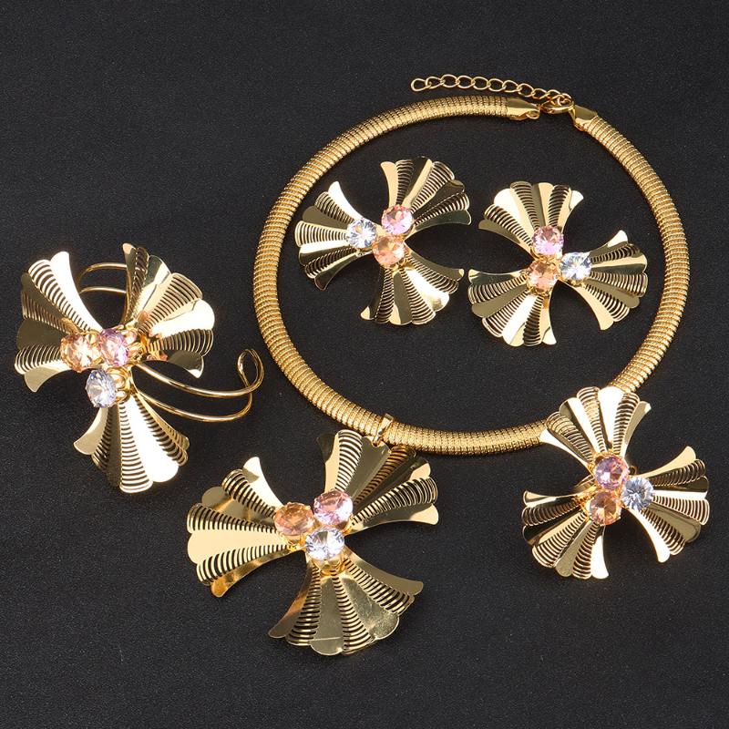 Earrings & Necklace Hyperbole Flower Pendant Jewelry Sets Bracelets For Women Pink Zircon Gem Charm Ring Weddings Romantic Gifts, Silver
Earrings & Necklace Hyperbole Flower Pendant Jewelry Sets Bracelets For Women Pink Zircon Gem Charm Ring Weddings Romantic Gifts, Silver