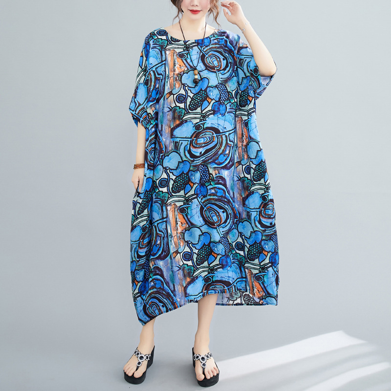 Johnature Summer Retro Dress Print O-Neck Korean Loose Comfortable Half Sleeve Plus Size Women Vintage Dresses 210521, Blue
Johnature Summer Retro Dress Print O-Neck Korean Loose Comfortable Half Sleeve Plus Size Women Vintage Dresses 210521, Blue