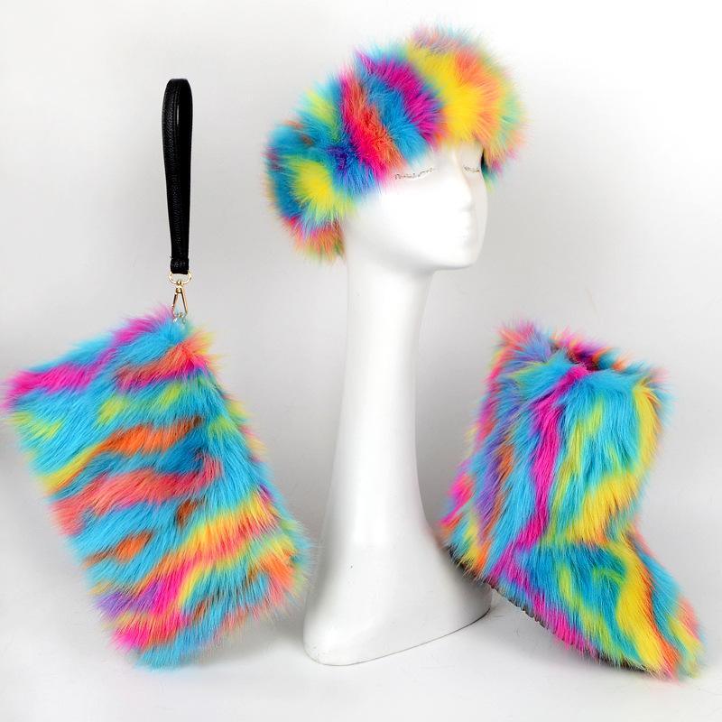 Boots 2021 Winter Ladies Warm Faux Fur Plush Girl's Furry Handbag Headband Shoes Set Women Fluffy Snow, Black
Boots 2021 Winter Ladies Warm Faux Fur Plush Girl's Furry Handbag Headband Shoes Set Women Fluffy Snow, Black