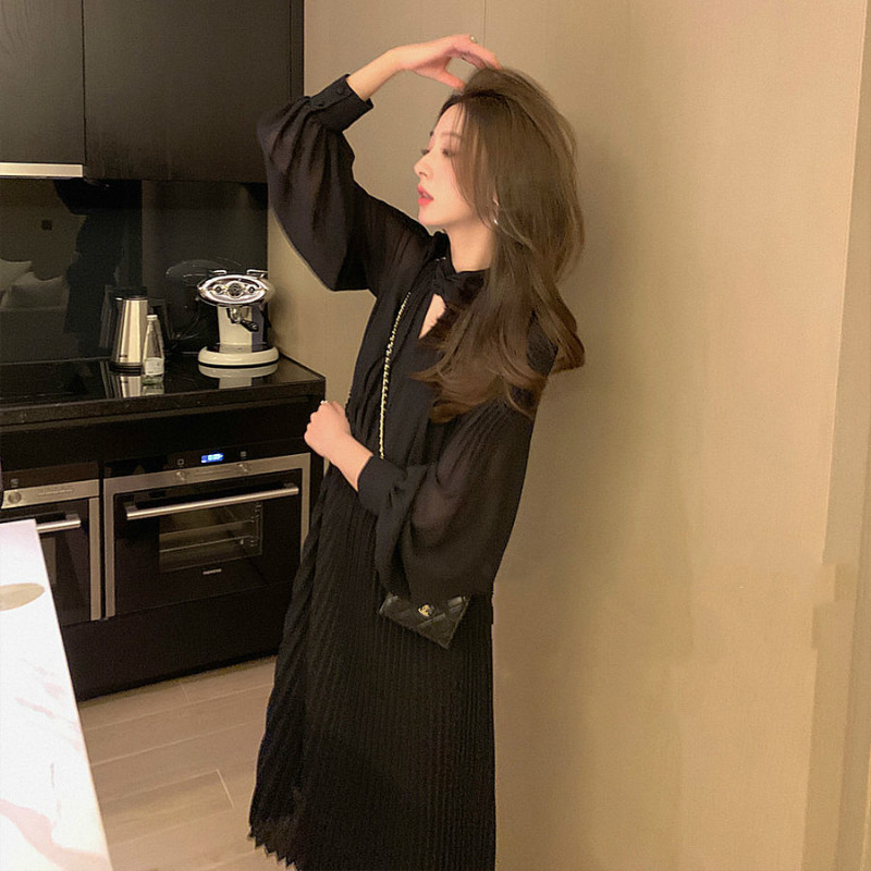 Elegant Chiffon White Dress Women V-Neck Evening Party Midi Dress Female Spring Long Sleeve Office Dress Korean 210521