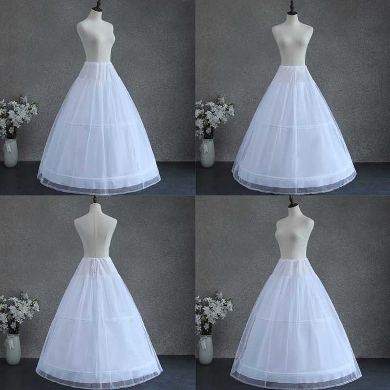 

Women White Wedding Petticoat 3 Hoops Double Layer Bridal Crinolines with Tulle Netting Underskirt Half Slips for Ball Gown Dress AL9687