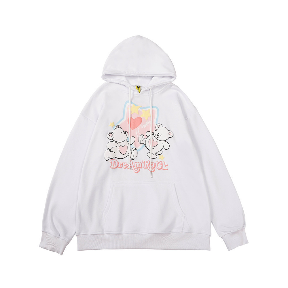 Sweatshirts Cartoon Bear print Hooded Sweater mens American fashion brand loose Pullover long sleeve lazy Hoodie, White
Sweatshirts Cartoon Bear print Hooded Sweater mens American fashion brand loose Pullover long sleeve lazy Hoodie, White