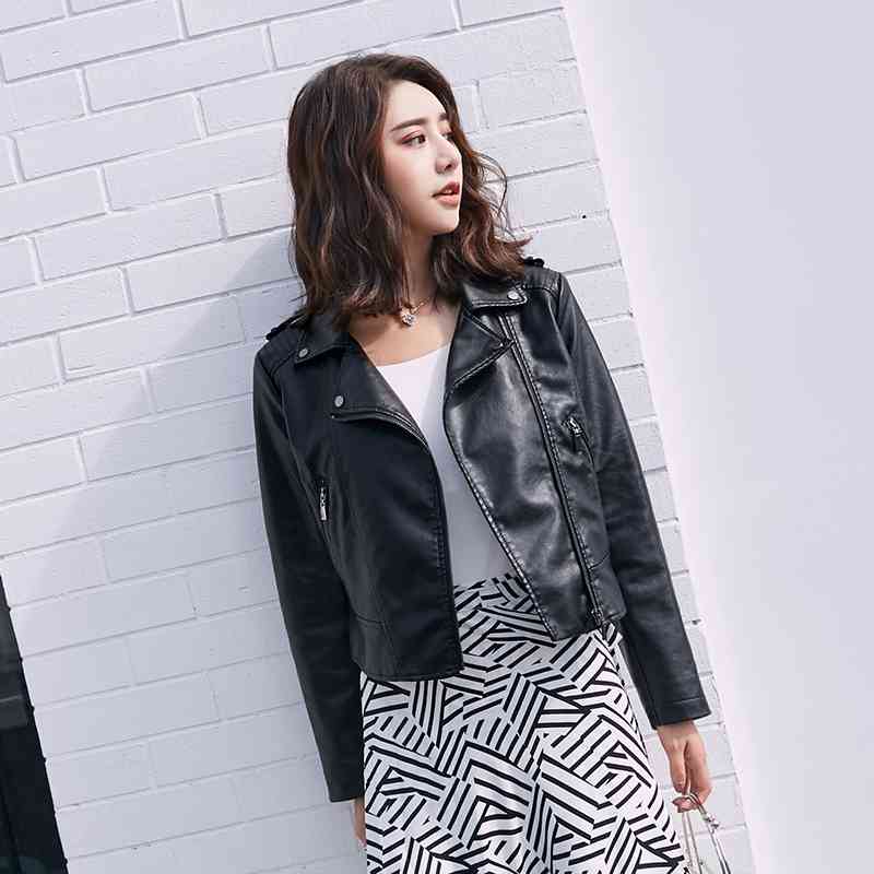 Women Faux Leather Jacket Long Sleeve Turn-down Collar Zipper Short Pu Coats Autumn 's Street Pink Biker Jackets 210602
Women Faux Leather Jacket Long Sleeve Turn-down Collar Zipper Short Pu Coats Autumn 's Street Pink Biker Jackets 210602