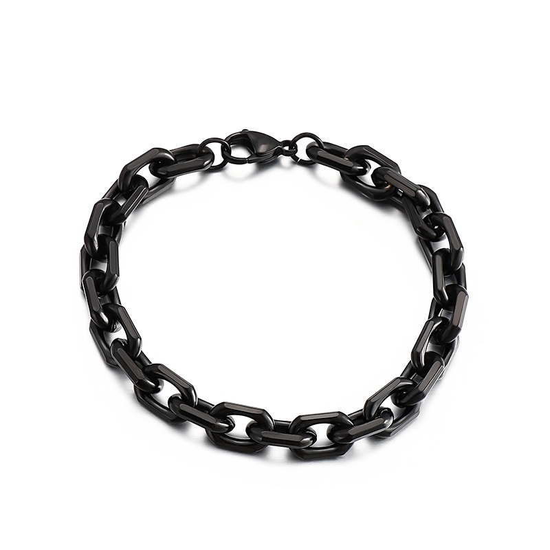 8mm 24in+8inch Black Stainless Steel Strong Link Chain Necklace Bracelet For Mens Jewelry Set Fashion Gifts Husband / Father/ Boyfriends