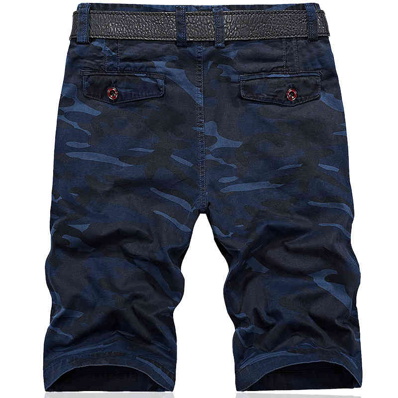Mens Military Cargo Shorts Camouflage Casual Style Straight Cotton Breeches Men Blue Camo Short Pants Bermudas Male Size 42 210518