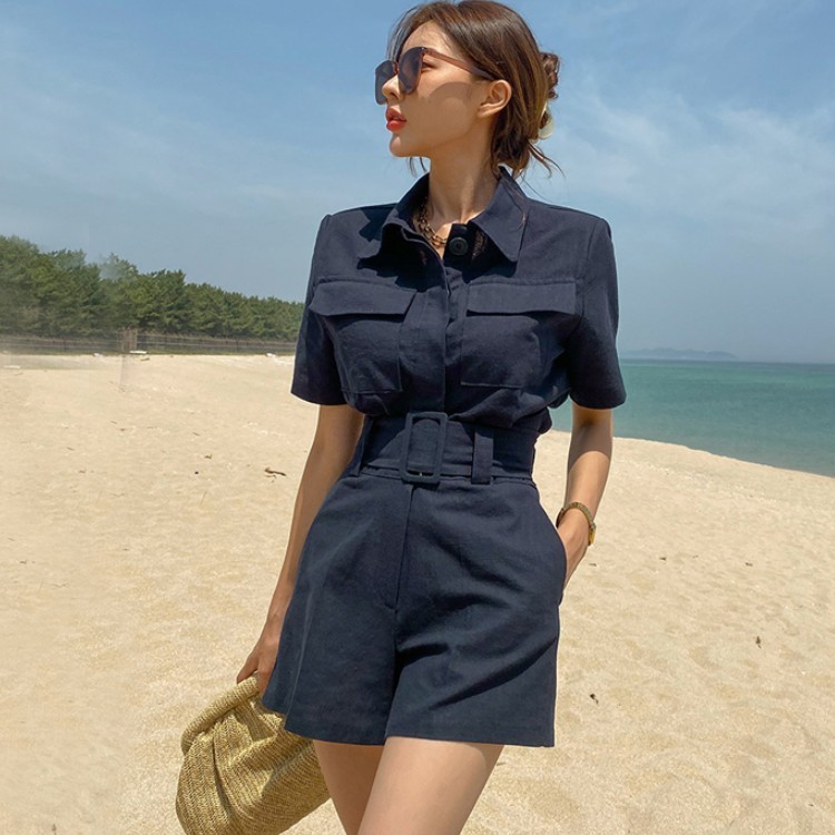 Fashion Women Shorts Suits Elegant Short Sleeve Turn down collar jacket coat+High waist Shorts 2 Pieces OL Sets Female 210518