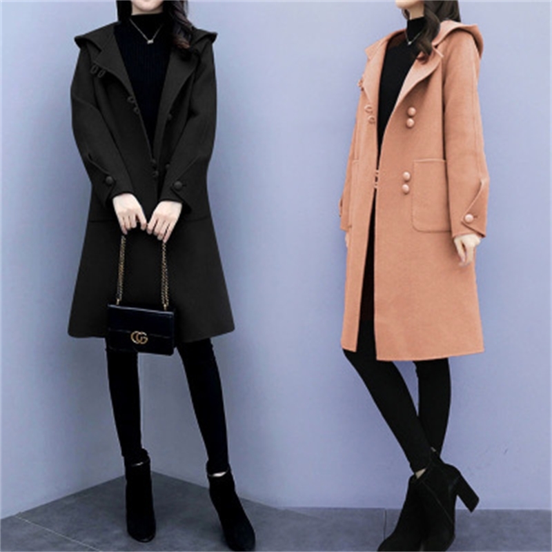 Woolen 2021 new autumn winter clothes Korean version loose medium and long hooded woolen coat women, Khaki
Woolen 2021 new autumn winter clothes Korean version loose medium and long hooded woolen coat women, Khaki