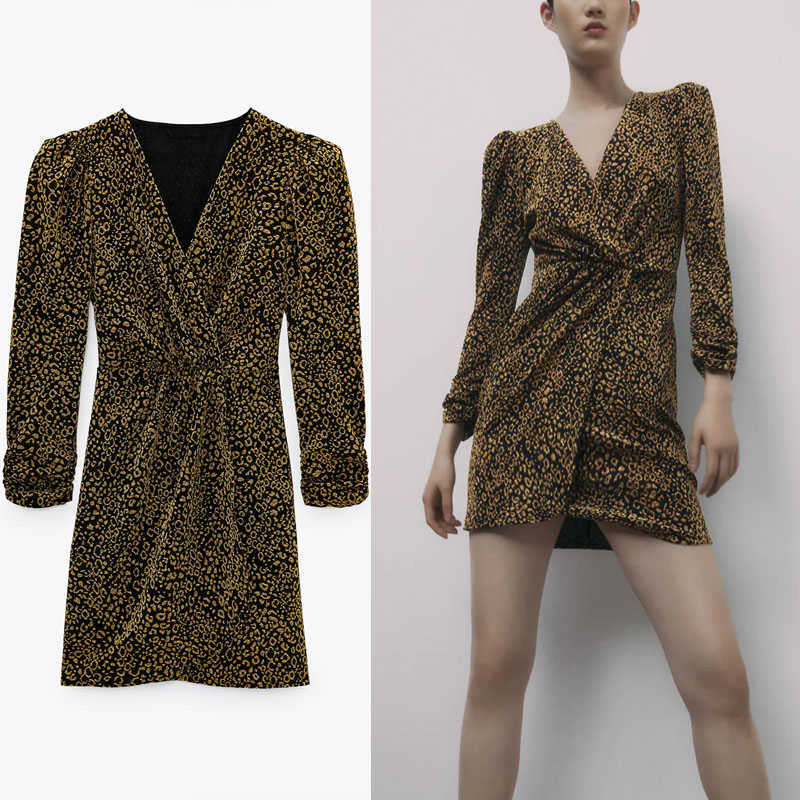 Za Vintage Animal Print Mini Dress Women Long Sleeve Puff Shoulders Leopard Party Dresses Chic Asymmetric Wrap Hem Vestido 210602, As picture 
Za Vintage Animal Print Mini Dress Women Long Sleeve Puff Shoulders Leopard Party Dresses Chic Asymmetric Wrap Hem Vestido 210602, As picture