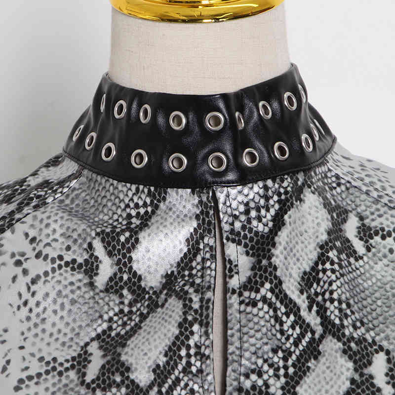 Streetwear Printed Women Dress Stand Collar Long Sleeve Hollow Out Casual Dresses Female Fashion Clothing 210520