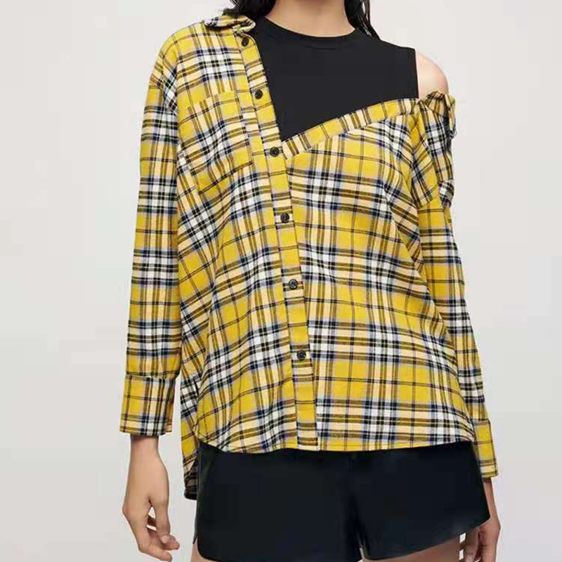 2021 Spring Long Sleeve Round Neck White Plaid Cotton Buttons Single-Breasted Blouse Women Fashion Shirt 21G12, Yellow
2021 Spring Long Sleeve Round Neck White Plaid Cotton Buttons Single-Breasted Blouse Women Fashion Shirt 21G12, Yellow