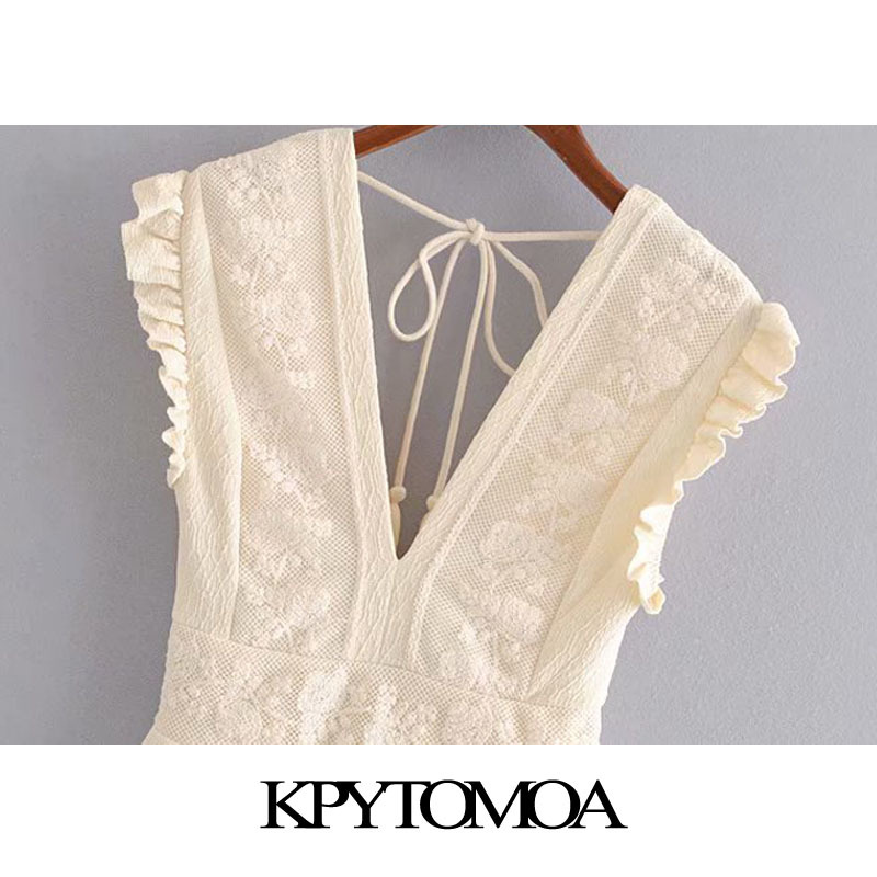 Women Chic Fashion Lace Patchwork Playsuits V Neck Sleeveless Backless Tied Female Short Jumpsuits Mujer 210420