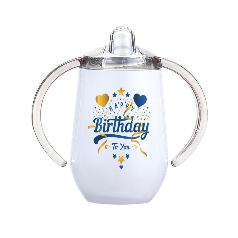 Water Bottles Arrival 10oz Sublimation Sippy Cups Blank DIY Baby Milk Bottle With Handle Stainless Steel Kids Drinking Tumbler For Gifts