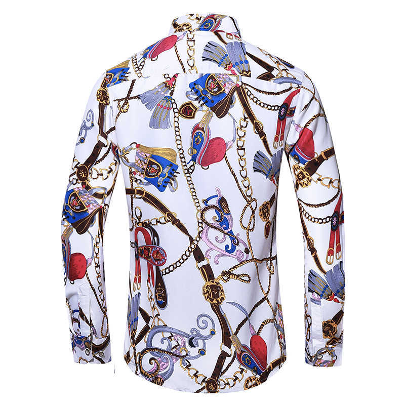 5XL 6XL 7XL Shirt Men Autumn Fashion Personality Printing Long Sleeve Shirts Men Casual Plus Size Business Office Shirt 210528