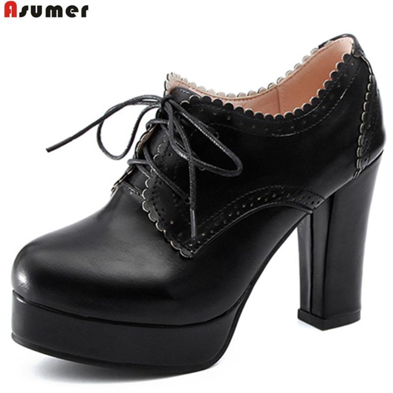 Dress Shoes ASUMER Black Beige Round Toe Lace Up Spring Autumn Ladies Pumps Platform Super High Big Size 34-43 Women Heels
Dress Shoes ASUMER Black Beige Round Toe Lace Up Spring Autumn Ladies Pumps Platform Super High Big Size 34-43 Women Heels
