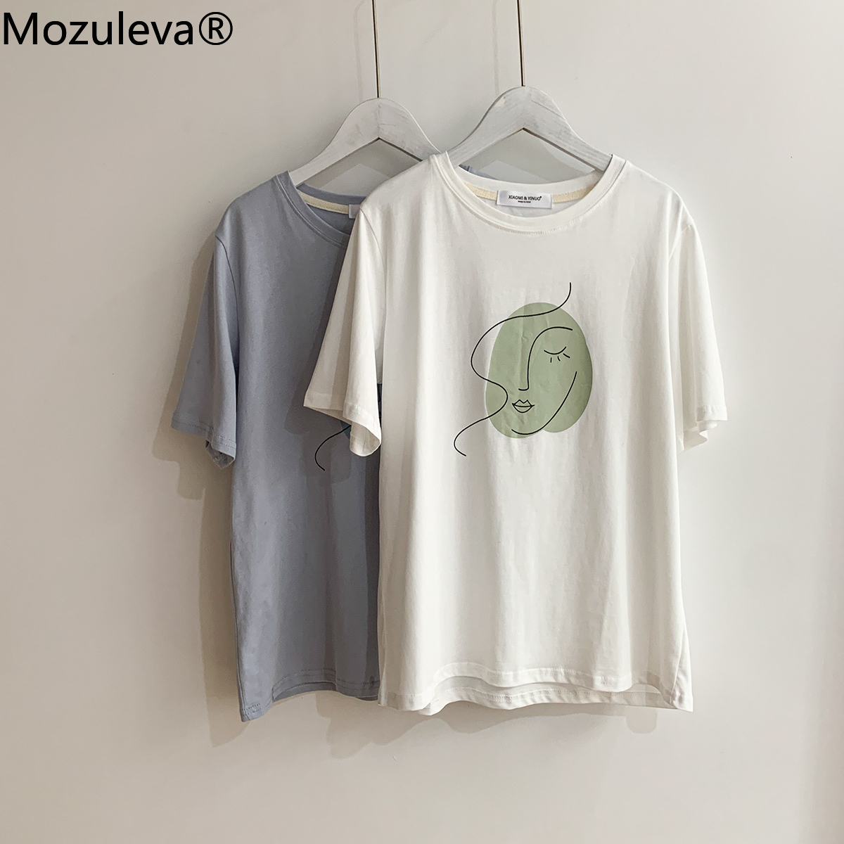 Mozuleva Summer T-shirt 2021 O-neck Abstract Art Printing Tops Short Sleeve Loose Cotton T-shirt Women Chic Girls Harajuku Tees, Blue-1
Mozuleva Summer T-shirt 2021 O-neck Abstract Art Printing Tops Short Sleeve Loose Cotton T-shirt Women Chic Girls Harajuku Tees, Blue-1