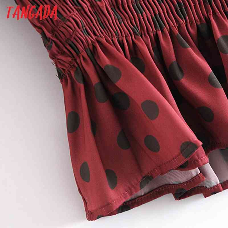 Women Retro Dots Print Crop Short Sleeve Summer Chic Female Sexy Slim Shirt Tops 3H66 210416