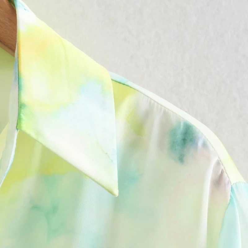 Spring Women Tie Dye Printing Casual Blouse Female Long Sleeve Shirt Office Lady Loose Tops Blusas S8698 210430