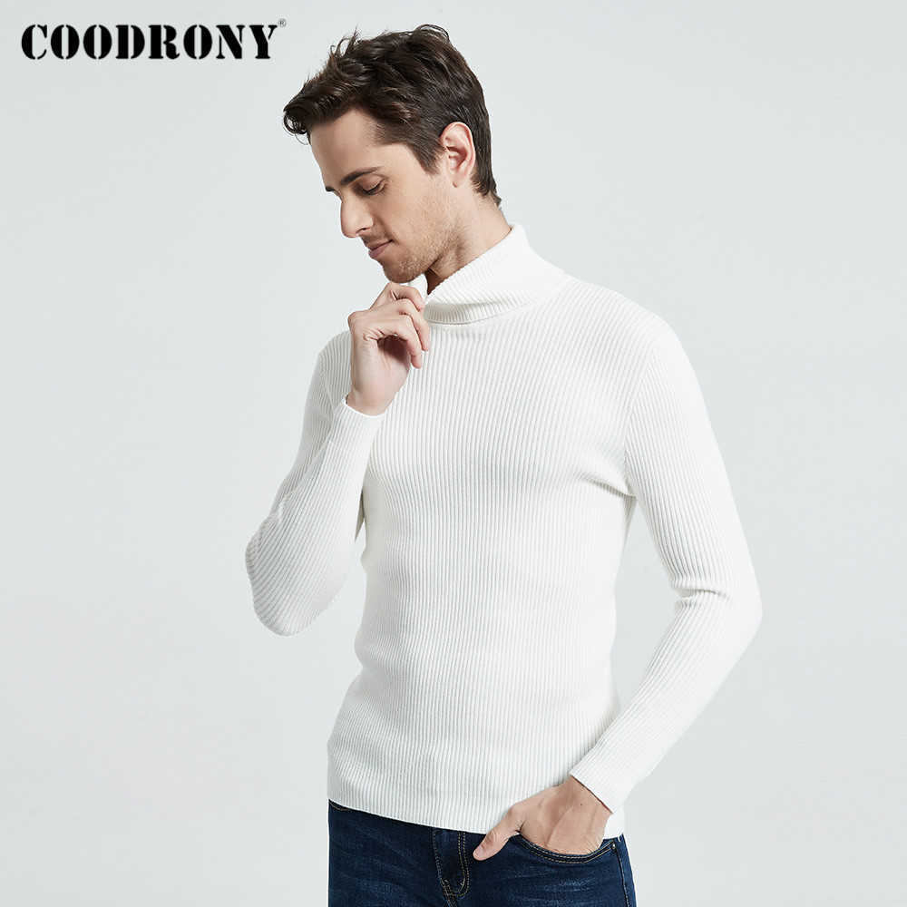 COODRONY Christmas Sweater Men Clothes Winter Thick Warm Casual Knitwear Turtleneck Pullover Classic Pure Color Jumper 8253 210818