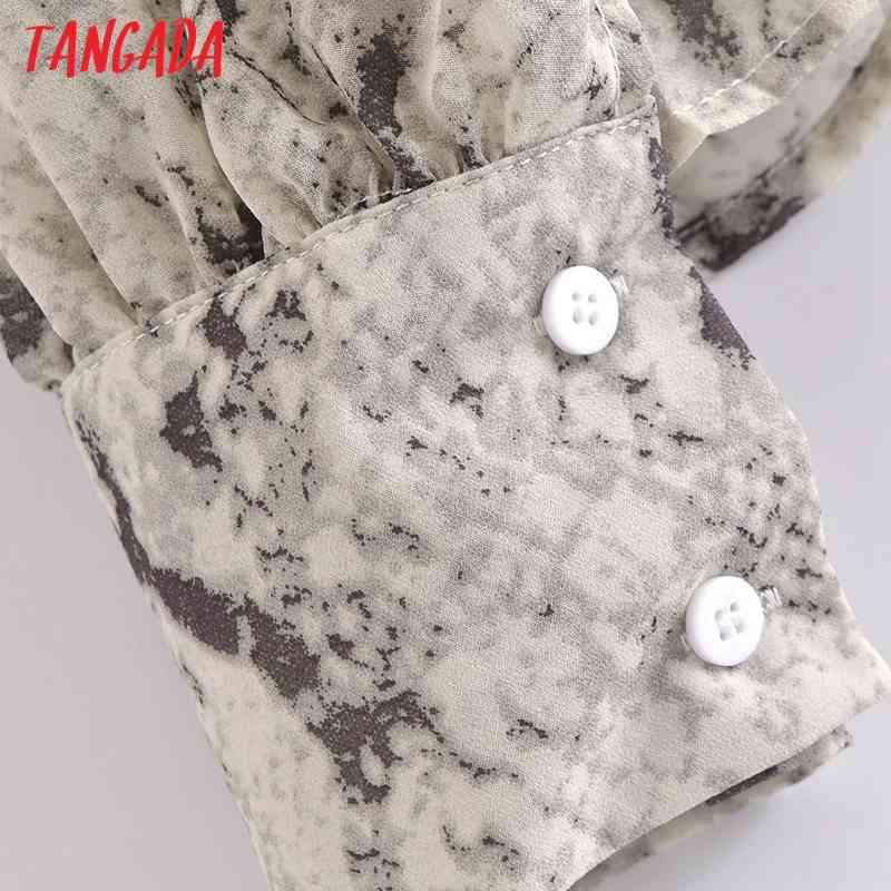 Women Retro Animal Print Chiffon V Neck With Slash Long Sleeve Chic Female Blouse Shirt Tops 3A54 210416