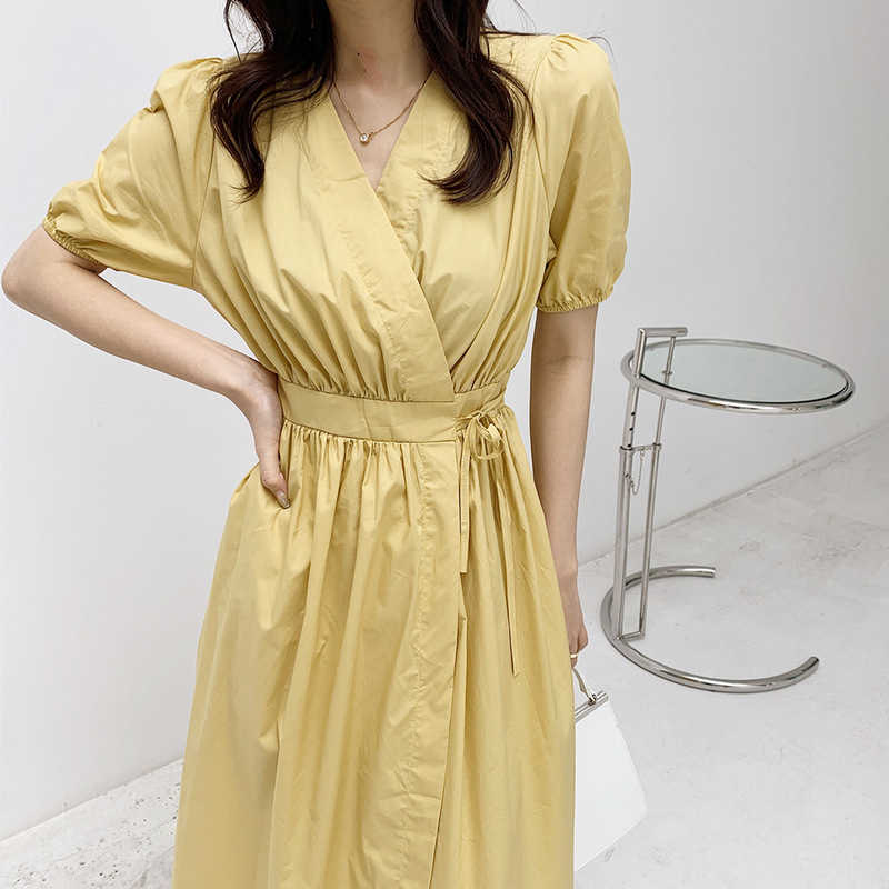 HXJJP Summer Dress Fashion V-neck Elastic Waist Lantern Sleeve Women's Solid Color Loose Sashes Female 210607, White
HXJJP Summer Dress Fashion V-neck Elastic Waist Lantern Sleeve Women's Solid Color Loose Sashes Female 210607, White