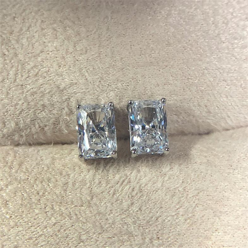 Sterg Sier Princess Cut Multicolor Zircon Gemstone Stud Earrings: Handmade Jewelry for Women