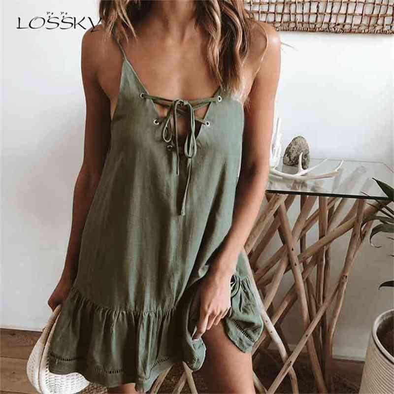 LOSSKY Summer Sexy Deep V-neck Dres Sleeveless Sling Elegant Bow Pure Dresses Beach Clothes For White 210701
LOSSKY Summer Sexy Deep V-neck Dres Sleeveless Sling Elegant Bow Pure Dresses Beach Clothes For White 210701