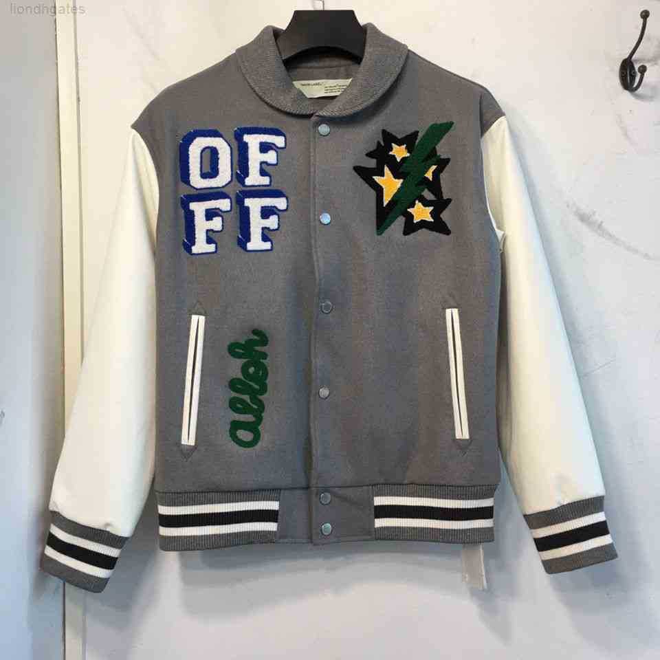 Men's Jackets Off Whild White 20aw Autumn Winter Grey Embroidered Patch Baseball Jacket From Changyi, Beige
Men's Jackets Off Whild White 20aw Autumn Winter Grey Embroidered Patch Baseball Jacket From Changyi, Beige