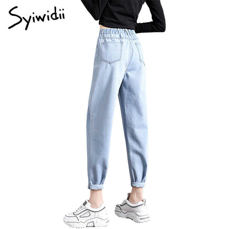 Syiwidii High Waist Jeans for Women Denim Pants Street Style Vintage Streetwear Elastic Black Korean Fashion Mom 210922