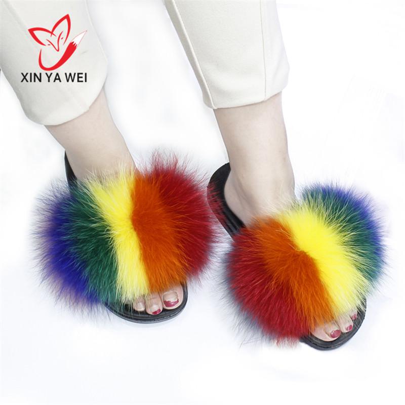 Slippers 100% Real Fur Women Slides Rainbow Shoe Cute Flip Flops Travel Furry Shoes Jelly Bags Set Fashion Bag, Black
Slippers 100% Real Fur Women Slides Rainbow Shoe Cute Flip Flops Travel Furry Shoes Jelly Bags Set Fashion Bag, Black