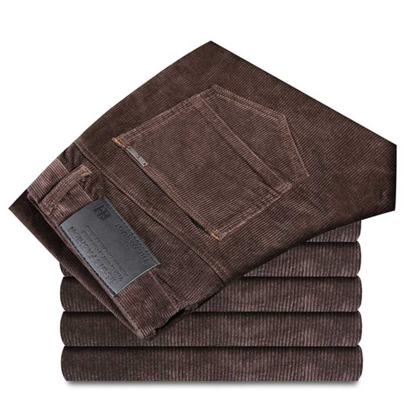 High Quality Autumn and Winter Male Business Men's Trousers Straight Corduroy Pants Breathable Casual Pants 211112