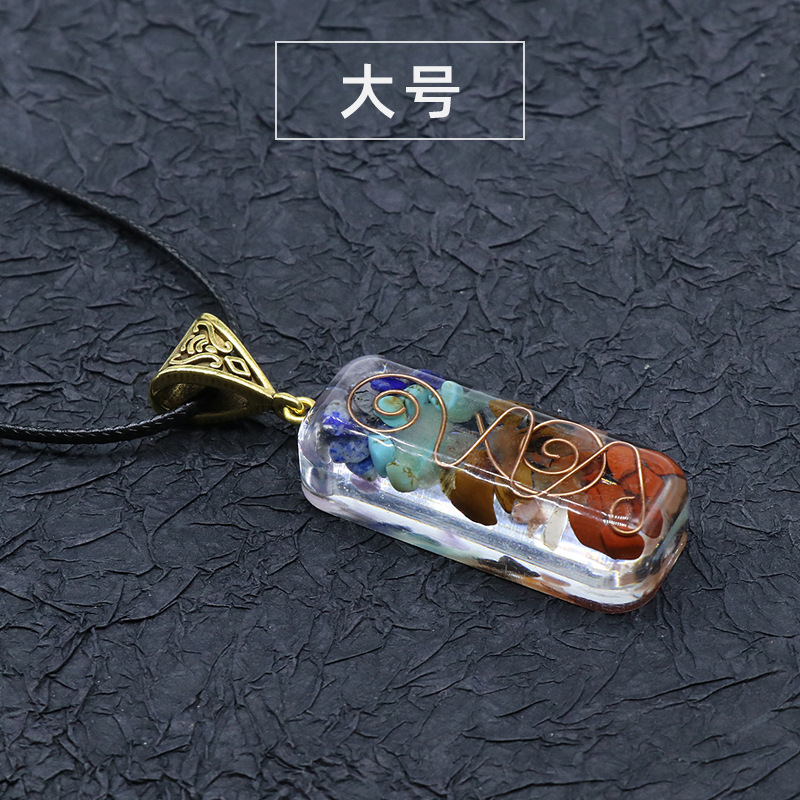 Retro Reiki Healing Chips Stone Natural Crystal semi-precious stone lithotripsy Meditation Seven chakra pendant Pendulum necklace for women men jewelr