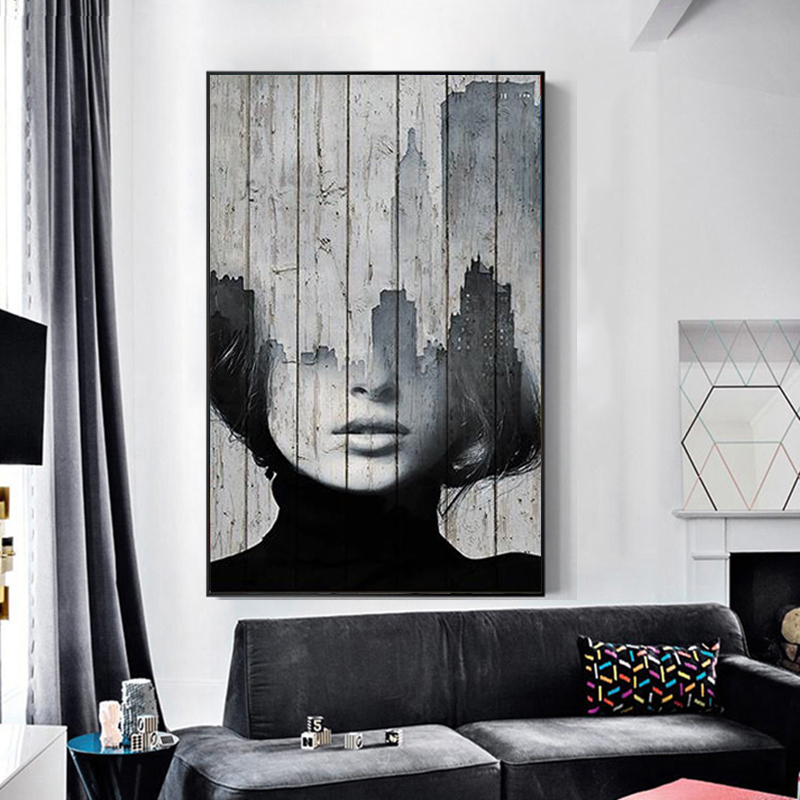 Street Art Women on Board Canvas paintings For living room Wall Art Modern Prints And Posters Decorative Pictures