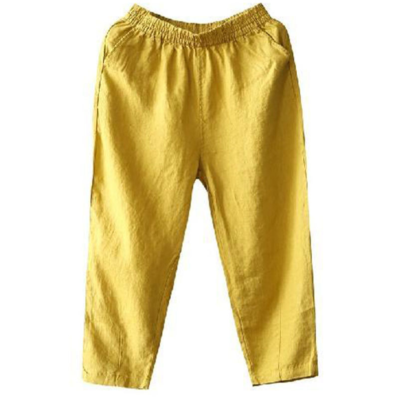 Spring Summer Women Harem Pants Plus Size Elastic Waist Loose Casual Ankle-length Linen Female Turnip D42 210512