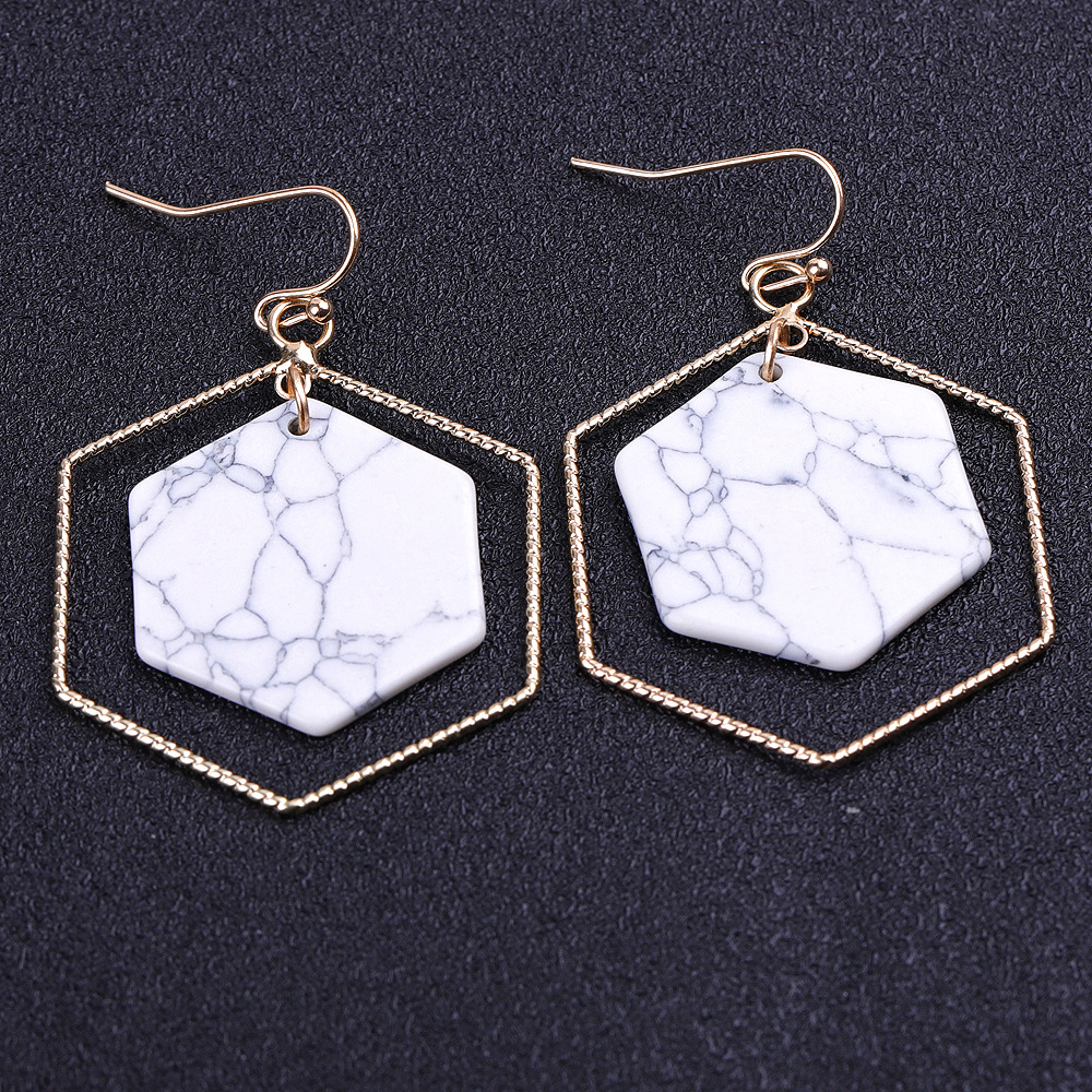 Hexagon Natural Stone pink Crystal Earrings Tiger's Eye Turquoise Opal Rose Quartz Dangle Earrings For Women jewelry
Hexagon Natural Stone pink Crystal Earrings Tiger's Eye Turquoise Opal Rose Quartz Dangle Earrings For Women jewelry