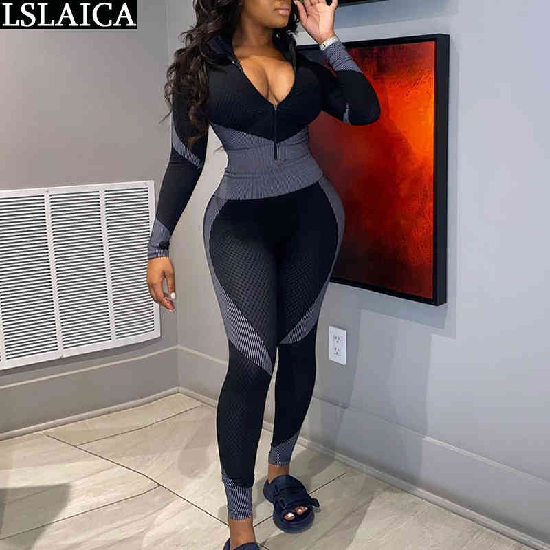 Skinny Jumpsuit for Women Long Sleeve Romper Autumn Plus Size Bodysuit Fashion Overalls Outfits Ropa De Mujer 210515