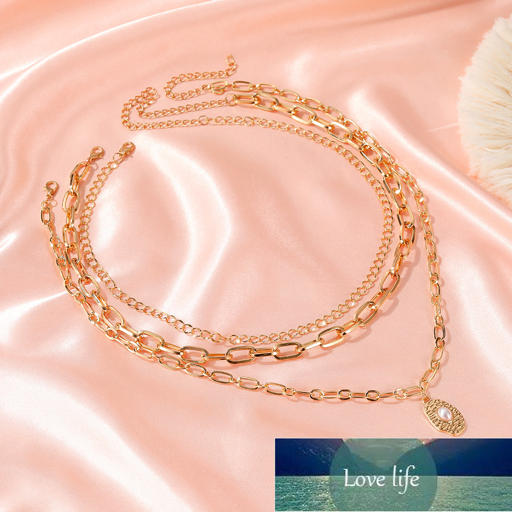 Hiphop 3-layer Necklace Punk Thick Chain Pearl Necklace For Women Gold Color Jewelry Necklaces & Pendants Charms Jewellery Gift Factory price expert design Quality
Hiphop 3-layer Necklace Punk Thick Chain Pearl Necklace For Women Gold Color Jewelry Necklaces & Pendants Charms Jewellery Gift Factory price expert design Quality