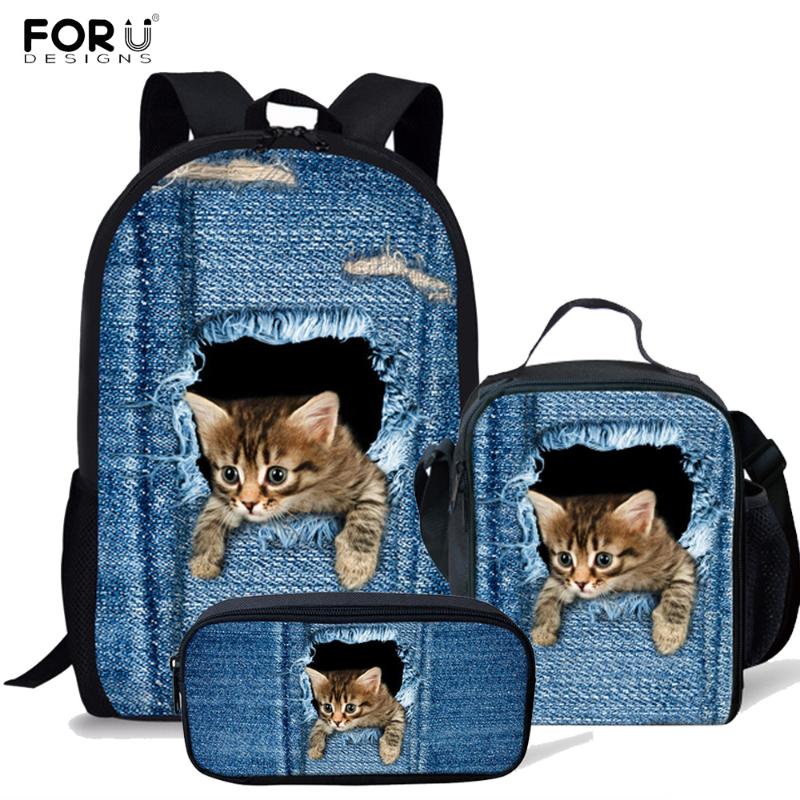 Classic Demin Cat Printing School Bags For Girls Boy Primary Children Orthopedic Backpack 3pcs/set Book Kids Mochila
Classic Demin Cat Printing School Bags For Girls Boy Primary Children Orthopedic Backpack 3pcs/set Book Kids Mochila