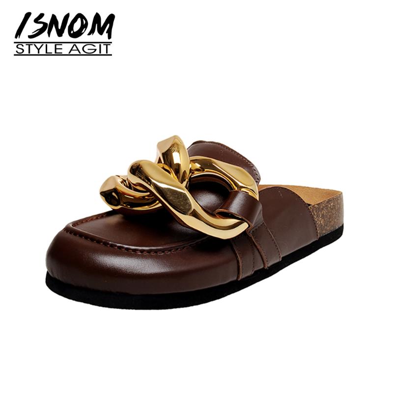 Genuine Leather Casual Slippers Gold Chain Decor Flat Mules Lazy Loafers Shoes Women's Outdoor Round Toe Female, Black
Genuine Leather Casual Slippers Gold Chain Decor Flat Mules Lazy Loafers Shoes Women's Outdoor Round Toe Female, Black