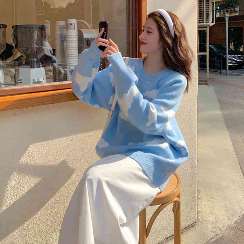 women's sweaters nomikuma korean cartoon cloud women sweater chic causal oversized knitted pullover autumn pull jumpers 6b805 1r7u, White;black
women's sweaters nomikuma korean cartoon cloud women sweater chic causal oversized knitted pullover autumn pull jumpers 6b805 1r7u, White;black